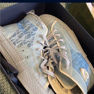 Dior Blue Monogram High-Top Sneakers